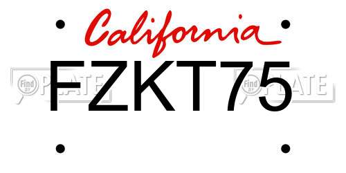 FZKT75 California License Plate