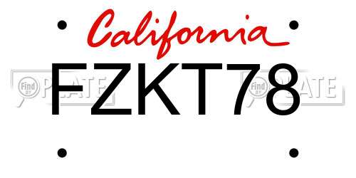 FZKT78 California License Plate