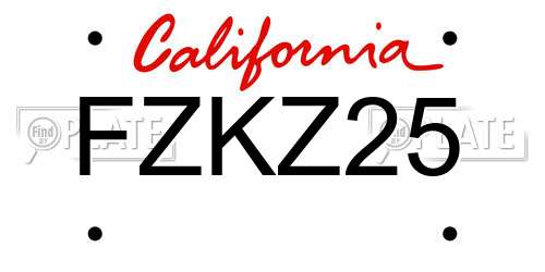 FZKZ25 California License Plate
