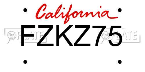 FZKZ75 California License Plate