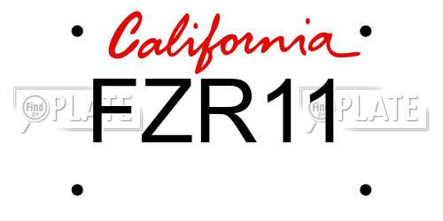 FZR11 California License Plate