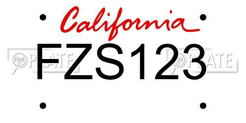 FZS123 California License Plate
