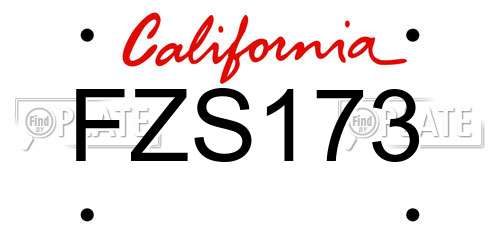 FZS173 California License Plate