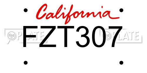 FZT307 California License Plate