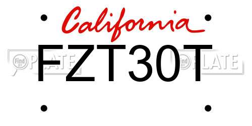 FZT30T California License Plate