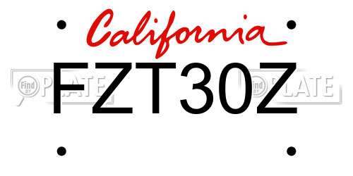 FZT30Z California License Plate