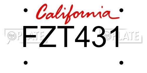 FZT431 California License Plate