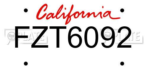 FZT6092 California License Plate