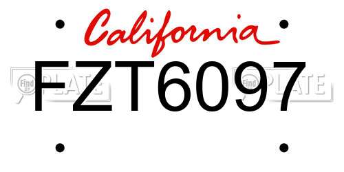 FZT6097 California License Plate