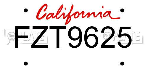 FZT9625 California License Plate