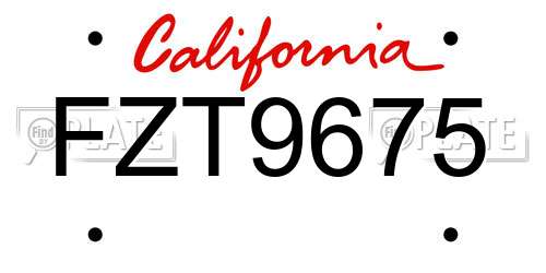 FZT9675 California License Plate