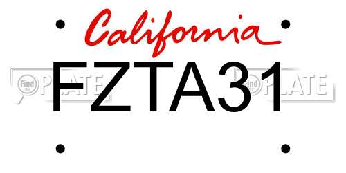 FZTA31 California License Plate
