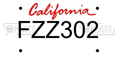 FZZ302 California License Plate