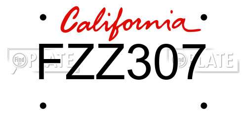 FZZ307 California License Plate