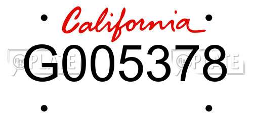 G005378 California License Plate