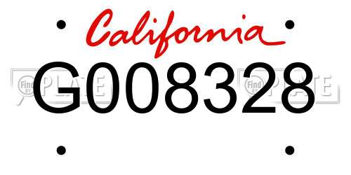G008328 California License Plate