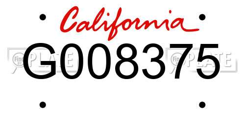G008375 California License Plate