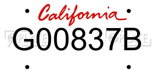 G00837B California License Plate