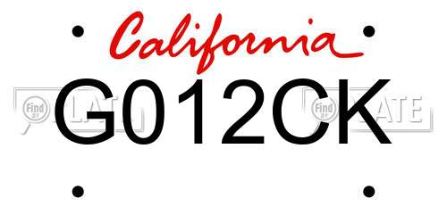 G012CK California License Plate