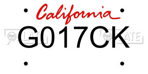 G017CK California License Plate