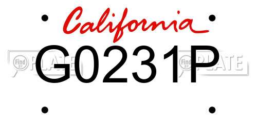 G0231P California License Plate