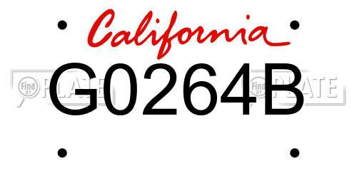 G0264B California License Plate