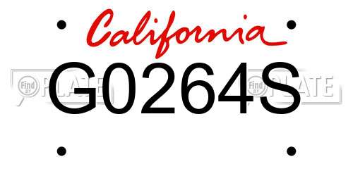 G0264S California License Plate