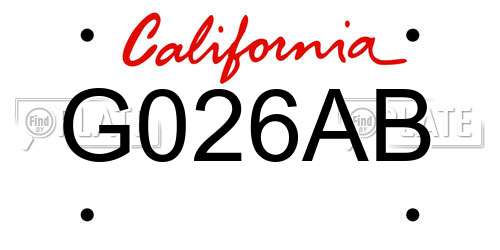 G026AB California License Plate