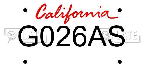 G026AS California License Plate