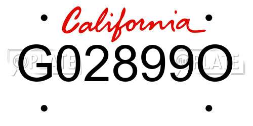 G02899O California License Plate