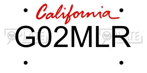 G02MLR California License Plate