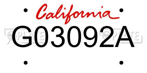 G03092A California License Plate