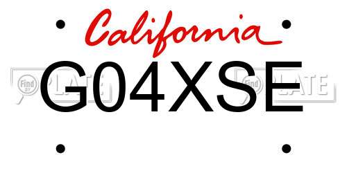 G04XSE California License Plate