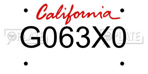 G063X0 California License Plate