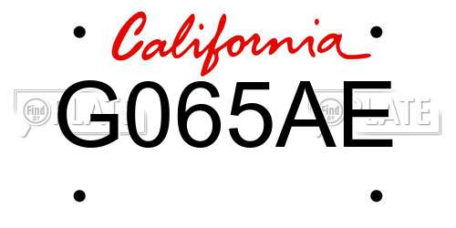 G065AE California License Plate