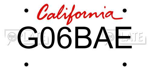 G06BAE California License Plate