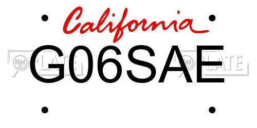 G06SAE California License Plate