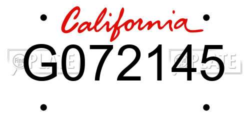 G072145 California License Plate