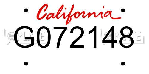 G072148 California License Plate