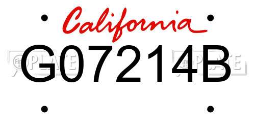 G07214B California License Plate