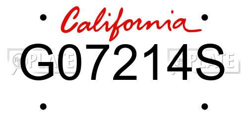 G07214S California License Plate