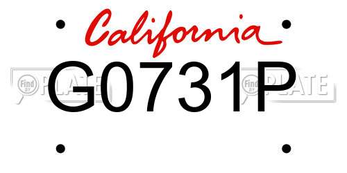 G0731P California License Plate