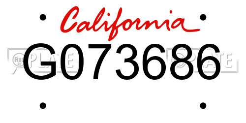 G073686 California License Plate