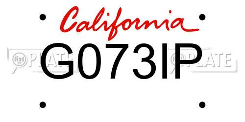 G073IP California License Plate