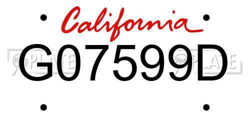 G07599D California License Plate