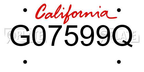 G07599Q California License Plate
