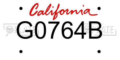 G0764B California License Plate