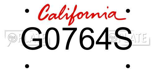 G0764S California License Plate