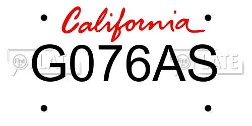 G076AS California License Plate