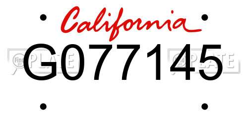 G077145 California License Plate